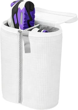 wasmachine, herbruikbare waszak met ritssluiting, 360° reiniging, anti-vervorming, waterdoorlatend, voor sneakers, gymschoenen, beschermt schoenen en wasmachine (wit) — thumbnail 1