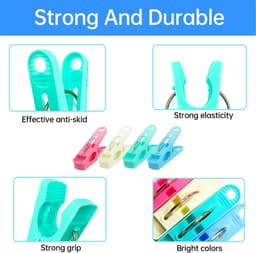 Dailygoods- Wasknijpers 112 Stuks - Extra Sterke Wasknijpers - Antislip Kledingclips - Kunststof Wasknijpers - Kleur: Blauw/Groen/Geel/Roze - 5,5 cm x 3 cm - Wasclips — thumbnail 2