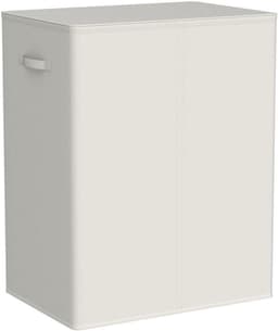 KIRA® Wasmand - Wasmand 2 Vakken - Wasmand Met Deksel - Wit - 63cm x 37cm x 69cm — thumbnail 4