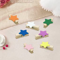 SnelShoppen - 100 Mini Houten Knijpers Stervormig, Kleurrijke Fotoknijpers voor Creatieve Projecten, Adventskalender & Decoratie (Multicolor) — thumbnail 4