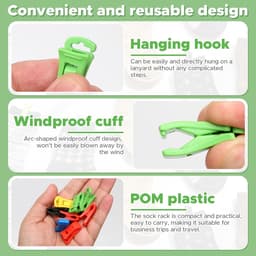 Thijox - Sokkenklemmen voor Wasmachine en Droger, 50 Stuks Antislip Sokkenclips met Haken, Sokkenhouder en Sokkensorteerder met Opbergtas, Duurzaam en — thumbnail 2