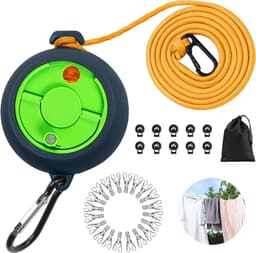 Clothesline Extendible, 10m Portable Camping Clothesline, Outdoor Travel Clothesline Travel Clothesline with 10 Fixed - ShopVlot — thumbnail 1
