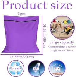 Waszak voor huisdieren - waszakje voor huisdieren - Grote waszakken voor huisdieren - voorkomt dat dierenhaar de wasmachine verstopt - voor honden, katten, paarden, konijnen - paars - 70*80 cm — thumbnail 3