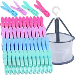 48 Wasknijpers - Kledingklemmen Set - Kleding Drogen - Met Opbergmand - 48 Stuks - Meerkleurig — thumbnail 1