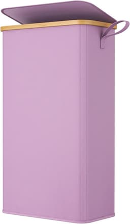 Lifewit Wasmand met Deksel, Smalle Wasmand, Laundry Basket met Bamboe Frame, Uitneembare Zak en Handgreep, Voor Slaapkamer, Badkamer, Wasruimte, 50L, Turquoise — thumbnail 5