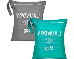 Waszak set van 2, met draagtas en rits, ideaal voor vuile was, zwemkleding en sportkleding, perfect voor zwemmen en fitnessactiviteiten
