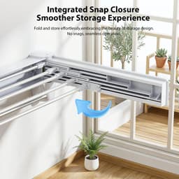 Linkforu Uitschuifbaar Droogrek - Was Hangrek - Wandmodel Met 5 Stangen - Ideaal Voor Balkon Badkamer En Wasruimte - 1 Mtr. — thumbnail 4
