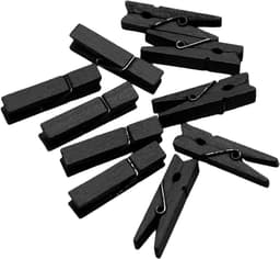 Houten Klemmen - Mini Knijpers - Foto's Ophangen - Decoratieve Clips - 35 cm - Zwart — thumbnail 1