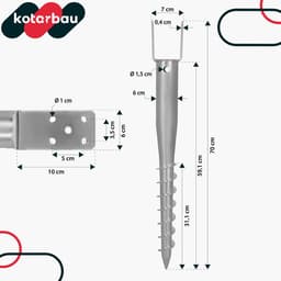 Stalen U-vormige Postvoet - Verzinkt - 70x700 mm - Zilver — thumbnail 3