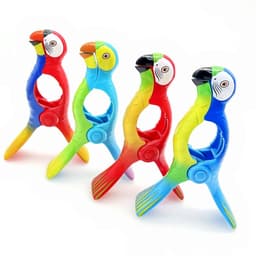 JHUBERS- Strandhanddoek Clips - 4x Papegaaienstijl - Grote Haringen - Voor Ligbedden/Ligstoelen - Max. 6,3 cm Opening - Stevig Kunststof - Handdoekclips — thumbnail 1
