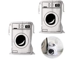 LIVIA HOME- Waszak Katoen 60 x 50 cm - 2 Stuks - Trekkoord - Machinewasbaar - Multifunctioneel - Ruimtebesparend - Opbergtas