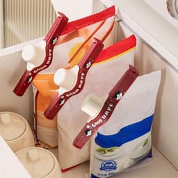 Voedselzak Clips - Keuken Organizer - Vers Houden - Met Schenktuit - 13.7 cm - Rood — thumbnail 3