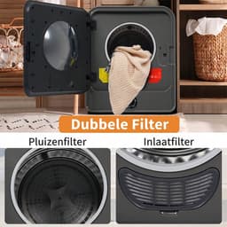 Compacte Wasdroger - Afvoerdroger - Wandmontage - Oververhittingsbeveiliging - 830W 4,5kg - Voor Kleine Ruimtes - 49,5x43,5x59,5cm — thumbnail 4