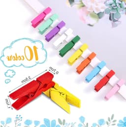 50 houten wasknijpers van 1,3 inch met 2 meter jute koord voor knijpers, decoratie en hobbygebruik — thumbnail 3