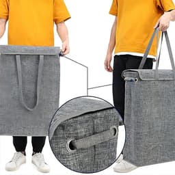Vouwbare Wasmand met Deksel 45L, Ruimtebesparende Opbergbox voor Vuile Was met Handvat, Waterafstotend en Geschikt voor Badkamer en Slaapkamer — thumbnail 2