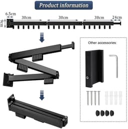 OmGoods - Dailygoody - Wandwasrek - Uittrekbaar - Inklapbaar wasrek voor balkon - 120 cm - Kleding ophangen - Handdoekhouder - 3 niveaus — thumbnail 3