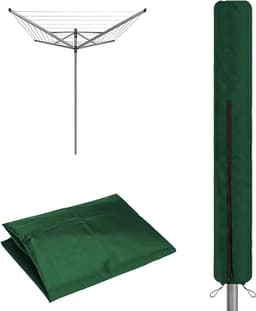 Roterende waslijnhoes van 600D Oxford-stof, waterdichte en duurzame bescherming voor kledinglijn, 165 x 16 x 16 cm (groen) — thumbnail 1