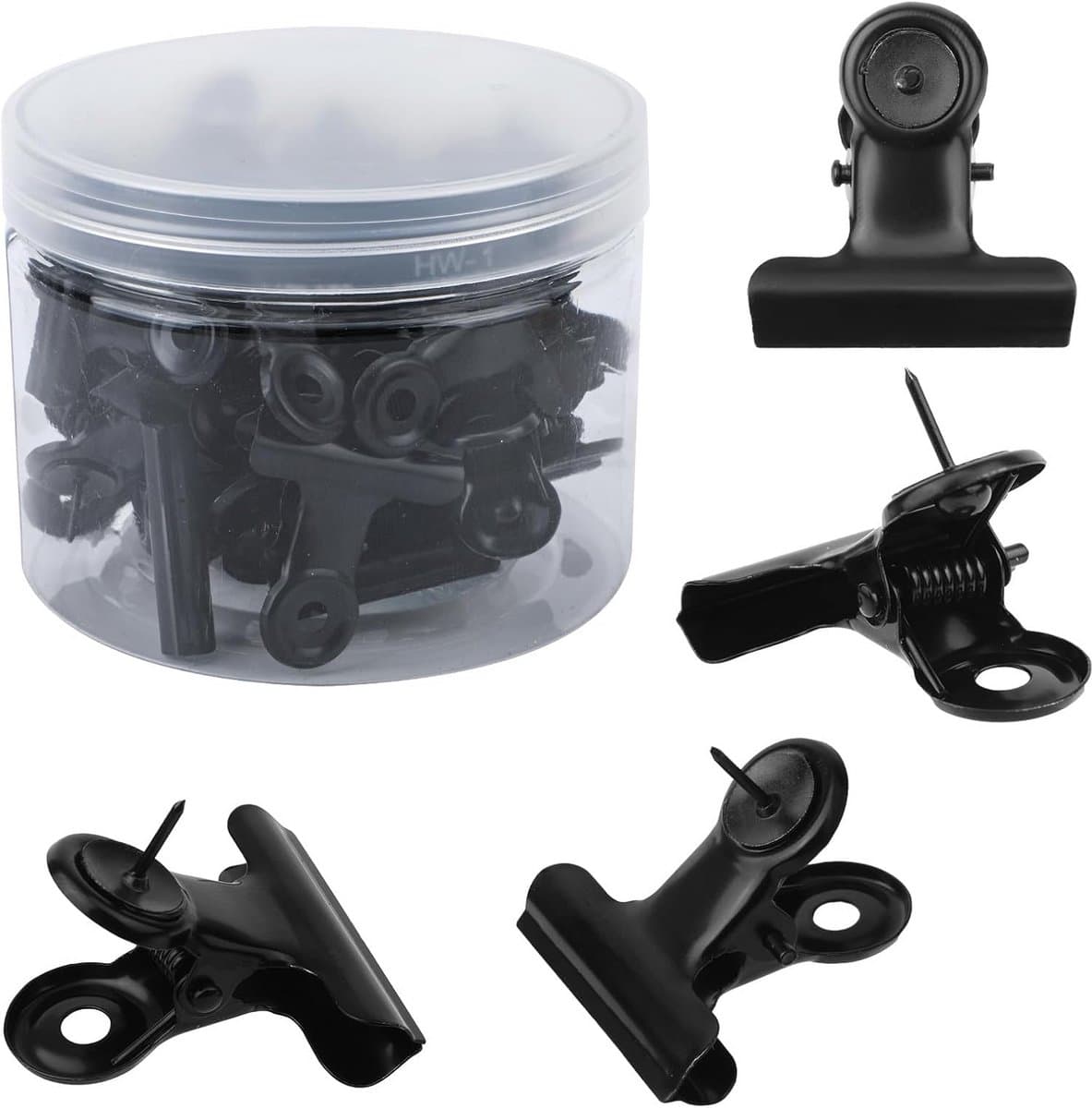 30 Stuks Duwpinklemmen - Stevige Drukknop Clips voor Poster en Foto's - Geschikt voor Kurkbord, Prikbord en Fotowand - Zwart — afbeelding 1