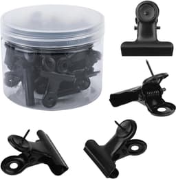 30 Stuks Duwpinklemmen - Stevige Drukknop Clips voor Poster en Foto's - Geschikt voor Kurkbord, Prikbord en Fotowand - Zwart — thumbnail 1