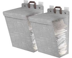 Wasmand met deksel en handgrepen - Ruimtebesparend en opvouwbaar - Grote capaciteit - Voor badkamer, bijkeuken, slaapkamer - Set van 2 stuks