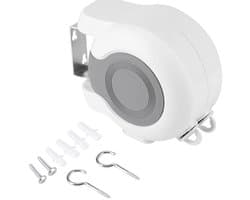 Dailygoods - Dailygoody - Retractable Clothesline - Waslijn - Wall Mounted - PVC Draad - 2x12.8m - Geschikt voor Binnen en Buiten - Wit