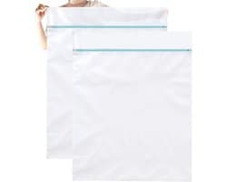 Grote Netwaszakken - Dekens Lakens - Beddengoed Wassen - Duurzame Metalen Rits - 110 x 90 cm - Wit