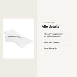 Dailygoods- Waszakken Set van 9 - Waszakken met Ritssluiting - Waszakken voor Wasmachine - Waszakken voor Ondergoed - Waszakken voor Handdoeken - Lichtgrijs Polyester - Wasnetjes — thumbnail 4