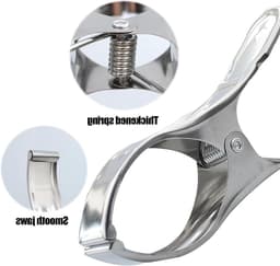 6-delige winddichte wasknijpers - Multifunctionele, stevige wasknijpers - Voor handdoeken, sokken, kleding en eten - Roestvrij staal - Zilver — thumbnail 2