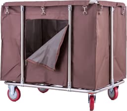 Wasmand op wielen - Linnenwagen - Vuile kleding sorteren - Afneembare waterdichte tas - 400 liter capaciteit - Beige — thumbnail 3