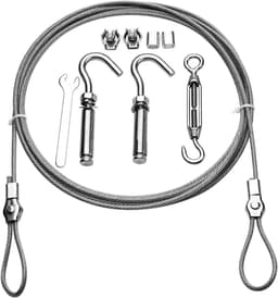 Waslijndraad Set - Stalen Kabel - Buiten Ophangen - Roestvrij Staal - 5 Meter - Zilver — thumbnail 1
