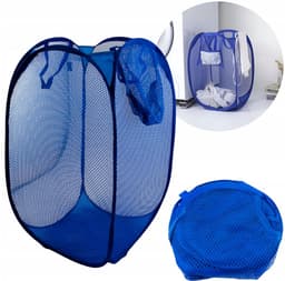 Opvouwbare Wasmand - Opbergmand 40L - Compact & Handig - Reis accessoires - Vakantie benodigdheden - Blauw — thumbnail 4