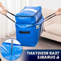 Dubbele Laag Verhuiszakken Extra Groot met Sterke Handvatten en Ritsen - Ideaal voor Kledingopslag, Verhuismateriaal en Waszakken (Blauw, 4 Stuks) — thumbnail 4