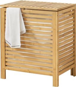 Wasmand bamboe met waszak en deksel 65 l — thumbnail 1