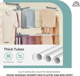 MIRA Home - Wasrek - Droogrek - Staand droogrek inklapbaar - Droogtoren met wieltjes - ‎50x76x172 — thumbnail 3