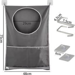 Hangende waszak, waszak, camping, waszak, deur, waszak met 2 extra roestvrijstalen deurhaken, wasmand, wordt in slaapkamerkasten, deuren muren (2 stuks) — thumbnail 2