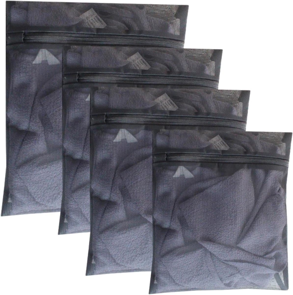 Set van 4 Wasnetten voor Wasmachine, Waszak met Rits, Waszak voor Bh's, Sokken, Ondergoed, Babykleding in 3 Maten (Zwart) — afbeelding 1