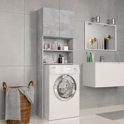 Wasmachine ombouw - Kast - Opbouwmeubel - Verhoger - Wasmachine meubel - Opbergkast - Hout - Betongrijs — thumbnail 4