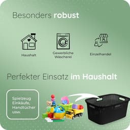 Novaliv 3-pack rotan wasmand met 4 handgrepen 40L zwart, wasboxset wasemmer wascontainer voor badkamerwas vuile was, wasmanden huishoudelijke accessoires wasmandverzamelaar — thumbnail 4