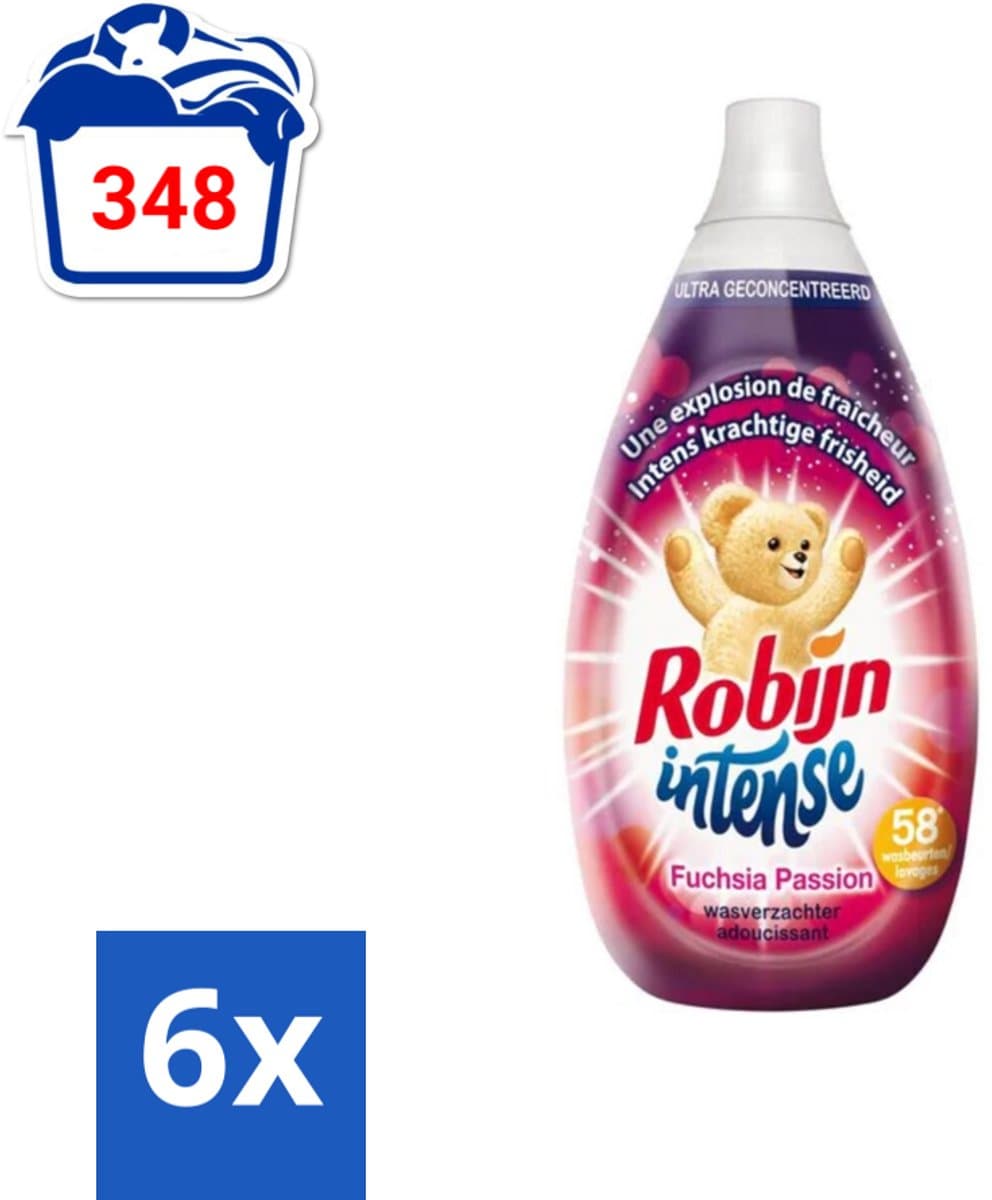 Robijn Intense - Wasverzachter - Intense Fuchsia Passion - 870ml - 58 Wasbeurten - Voordeelverpakking - 6 stuks — afbeelding 1