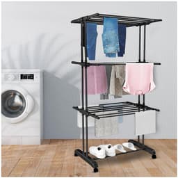 Zavira® Wasrek - Droog - Washanger - 72x50x172 cm - Zwart — thumbnail 5