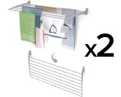 2x Foxydry Fold 100 DOWN - wasdroogrek wandmontage clicksysteem - neerwaartse sluiting - 100 x 50 x 10 cm