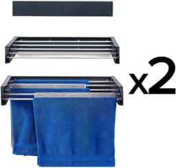 2x Foxydry Hide 71 cm - Droogrek wandmontage - Intrekbare waslijn voor aan de muur - Kleur Antraciet - 71 x 35 x 13 cm — thumbnail 1