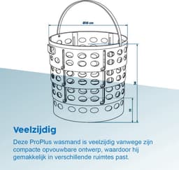 ProPlus Opvouwbare Wasmand - Ø 35 cm, H: 34 cm - Compact - Met 2 zijgrepen - Strijkmand - Opbergmand - Caravan- camperaccessoires - Lichtgrijs — thumbnail 5