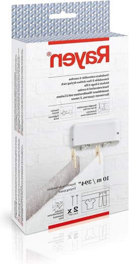 Extendable Wall-Mounted Drying Rack 2 Ropes Automatic Withdrawal System - Including Studs, Screws, and Hooks - Extendable up to 15m — thumbnail 1