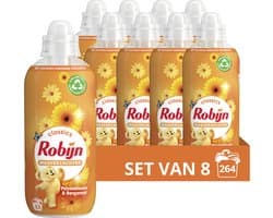 Robijn Classics Wasverzachter - Passiebloem & Bergamot - bevat 95% biologisch afbreekbare ingrediënten - 8 x 33 wasbeurten