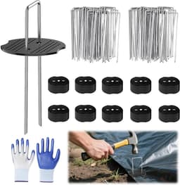 Set van 50 haringen voor grondverankering, extra sterk en verzinkt - bodemvlies, mollengaas, folie en dekzeil - inclusief 50 bufferschijven — thumbnail 1