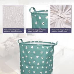 Grote wasmand, 1 stuk, opvouwbare ronde opbergmand met trekkoord voor slaapkamer en badkamer (45 cm, blauw) — thumbnail 4