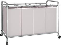 MIRA® Wasmand 4 Vakken - Wassorteerder - Waszak - Metaal Frame - Grijs - ‎100cm x 43cm x 80cm — thumbnail 1