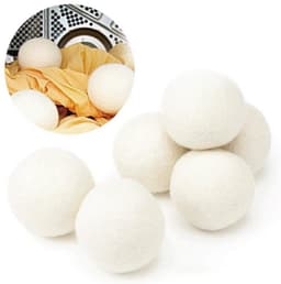 6 wollen droogballen - Droogballen - Wasbollen - Herbruikbaar - Bespaart droogtijd - 5 cm - Beige - Wol — thumbnail 1