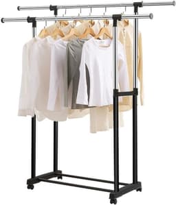 Droogrek Kleding - Wasrek Opvouwbaar - Ruimtebesparend Drogen - Intrekbaar & Verstelbaar - 78-160cm Hoog - Zwart — thumbnail 1